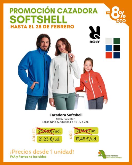 PROMOCIÓN CAZADORAS SOFTSHELL 💥 ¡Prepárate para cualquier clima! 🧥👇

En @2apromocionespublicitarias tenemos la cazadora perfecta… y ahora con 8 % de DESCUENTO 
⏰ ¡Solo hasta el 28 de febrero!

La prenda perfecta para uniformes, eventos, merchandising corporativo... ¡o para el día a día! 👌

✅ 100% personalizables
✅ Precios desde 1 unidad
➡️ Consulta precios especiales de grabación según cantidad

👉 Pídenos presupuesto si quieres un pedido personalizado
* IVA y PORTES no incluidos.

¡Encuentra los mejores productos en nuestro catálogo! 👇
📥 https://bit.ly/2ACatalogo

🖥 www.2apublic.com
📍Alcázar de Toledo 4, 1º B. 24001 León
☎️ 987 272 176 / 📱 606 333 467
📧 info@2apublic.com

@celempresas @leoncomercio @camaracomercioleon @leonesp.es @feleleon @roly_eu