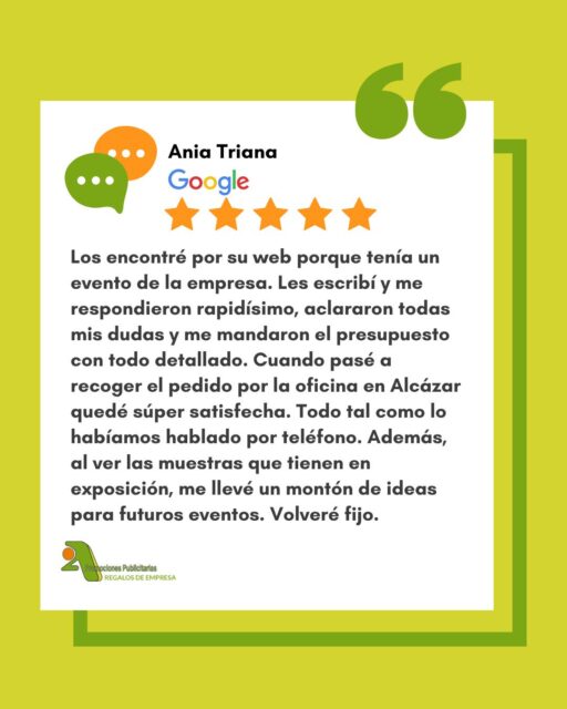 💬 Cuando un cliente dice “volveré fijo”, ¡sabemos que algo estamos haciendo bien! 🧡💚

@2apromocionespublicitarias nos encanta acompañaros en todo el proceso: resolver dudas, preparar cada presupuesto con detalle y ayudaros a encontrar justo lo que necesitáis para cada evento 🤩

Gracias, Ania, por confiar en nosotros y por compartir tu experiencia ✨

¿Tienes un evento a la vista? Cuéntanos qué necesitas y te ayudamos a darle forma 📩

🖥 www.2apublic.com
📍Alcázar de Toledo 4, 1º B. 24001 León
☎️ 987 272 176 / 📱 606 333 467
📧 info@2apublic.com

@celempresas @leoncomercio @camaracomercioleon @leonesp.es @feleleon