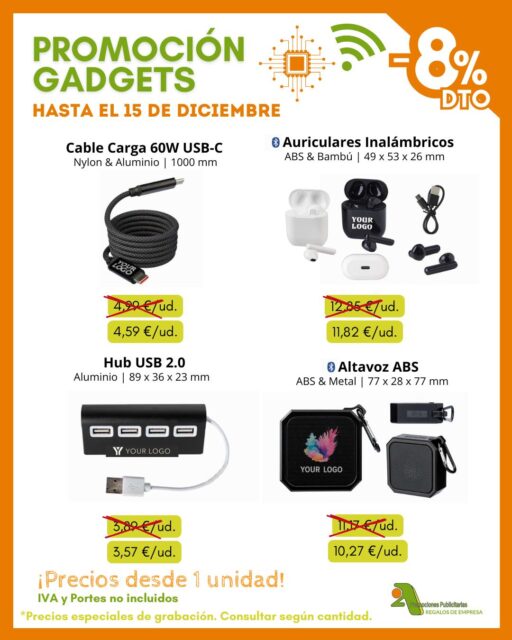 ¿Buscas un regalo útil, actual y con tu logo? 🧐 Entonces estás de suerte... lo tenemos con un 8% de DESCUENTO 🤩 ¡Solo hasta el 15 de diciembre!

Porque en @2apromocionespublicitarias el Cyber Monday dura mucho más que un lunes 😉

✅ 100% personalizables, ¡tu marca siempre visible!
✅ Precios desde 1 unidad
➡️ Consulta precios especiales de grabación según cantidad

¿Quieres un pedido personalizado? 👉 ¡Pídenos presupuesto!
* IVA y PORTES no incluidos.

¡Encuentra las mejores ofertas nuestro catálogo! 👇
📥 https://bit.ly/2ACatalogo

🖥 www.2apublic.com

📍 Alcázar de Toledo 4, 1º B. 24001 León
☎️ 987 272 176 / 📱 606 333 467
📧 info@2apublic.com

@celempresas @leoncomercio @camaracomercioleon @leonesp.es @feleleon
