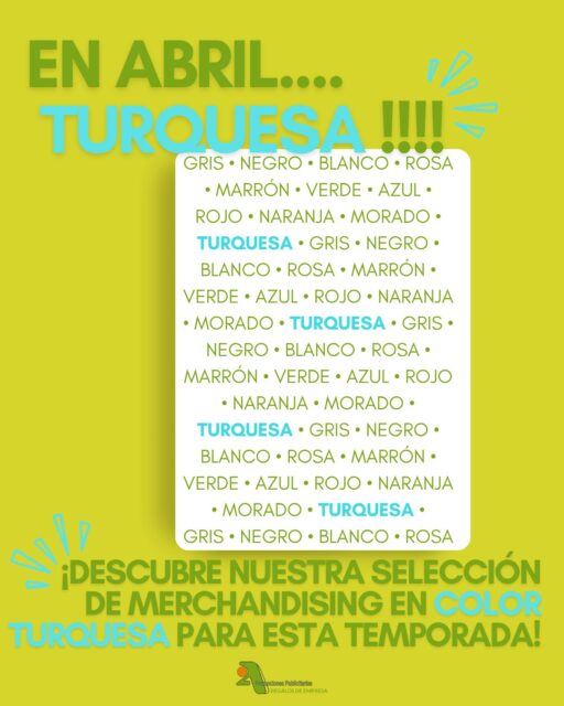 Fresco, actual... ¡y con personalidad! El turquesa es el color que equilibra calma y energía, perfecto para marcas que quieren transmitir cercanía sin perder estilo ✨

¿Es tu color? Consúltanos, en @2apromocionespublicitarias te asesoramos para que tu marca destaque con un aire limpio, moderno y sobre todo 🩵 ¡Muy visual!

Un básico en sectores como turismo, bienestar, tecnología, deporte. Y el mejor color para cualquier marca que quiera transmitir frescura, innovación y buen rollo.

✅ Totalmente personalizables
✅ Pedidos desde 1 unidad
👉 Pide tu presupuesto personalizado

¡No te pierdas nada!
📥 https://bit.ly/2ACatalogo

🖥 www.2apublic.com
📍 Alcázar de Toledo 4, 1º B. León, España
📱 606 333 467 / 987 272 176
📧 info@2apublic.com

@celempresas @leoncomercio @camaracomercioleon @leonesp.es @feleleon